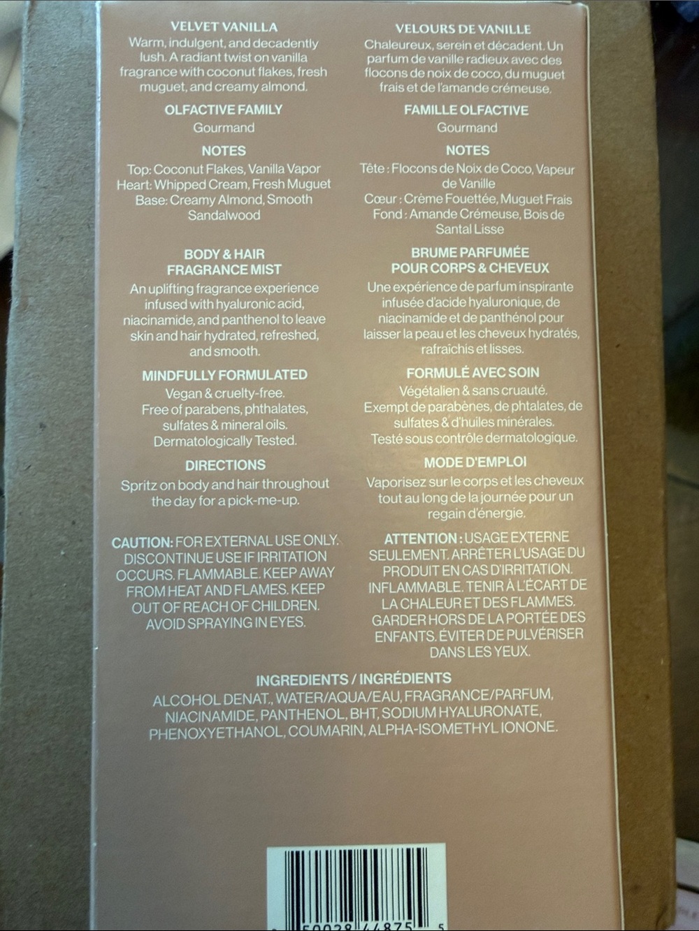 touchland Power Essence Hydrating Body & Hair Mist — Vanilla Velvet (Beige) - Picture 2 of 3